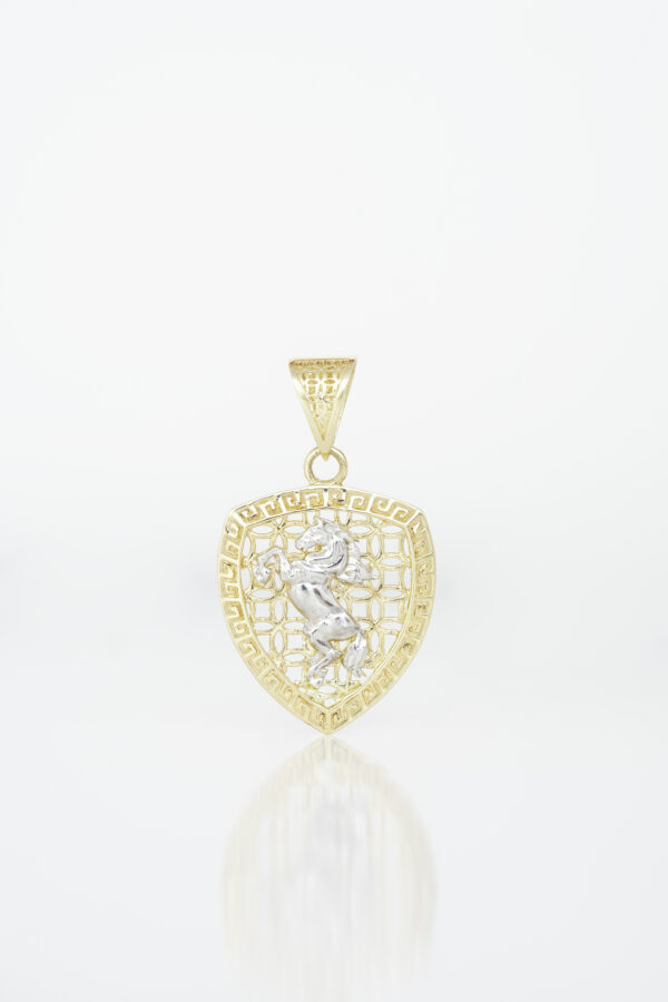 Dije Enzo en oro amarillo / Peso: 13,7 / Ancho: 30 mm / Alto: 50 mm