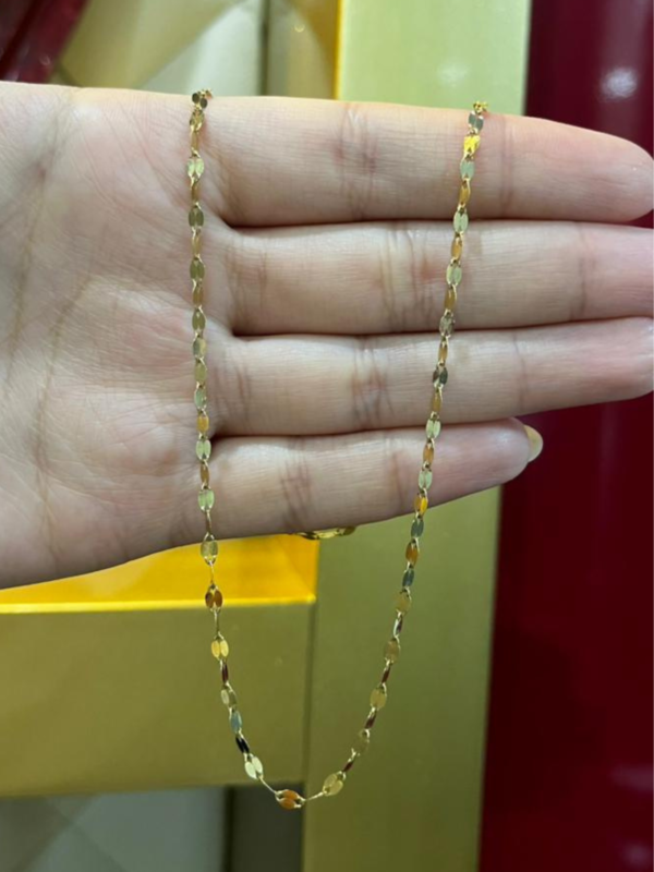 Cadena Crispeta Metal Italiano Color Oro amarillo Piedra - Longitud 40 cm - Peso 1.8 gr