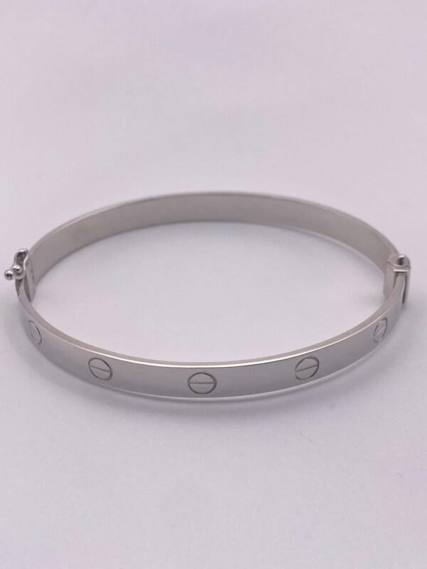 Brazalete tipo aro en oro italiano blanco - talla 19 cms