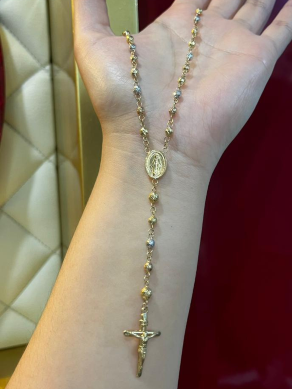 Rosario Nacional Diamantado Metal Nacional Color 3 oros - Longitud 60 cm - 10.6 gr