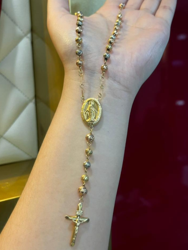 Rosario Nacional diamantado Metal Nacional Color 3 oros - Longitud 60 cm - Peso 13.7 gr