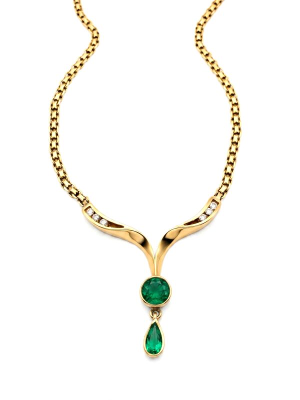 H92 GARGANTILLA EN ORO CON ESMERALDA Y DIAMANTES