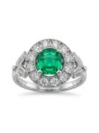 S325 ANILLO EN ORO BLANCO CON ESMERALDA Y DIAMANTES