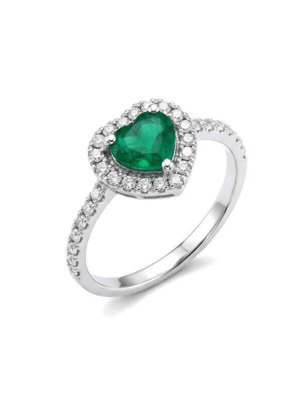 S536 ANILLO EN ORO BLANCO CON ESMERALDA Y DIAMANTES