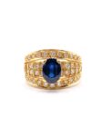 S591 ANILLO EN ORO AMARILLO CON ZAFIRO Y DIAMANTES