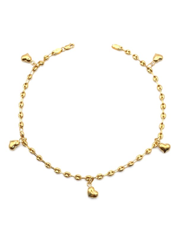 TOBA001 TOBILLERA DE ORO CON DIJES VARIOS