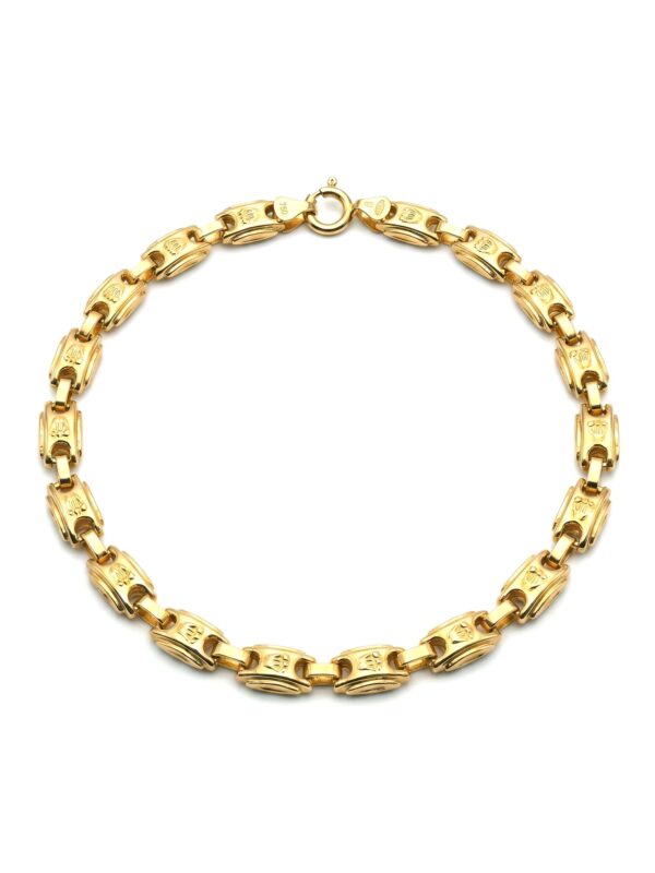 PL046 PULSERA ESLABONES CORONA EN ORO 18 KILATES