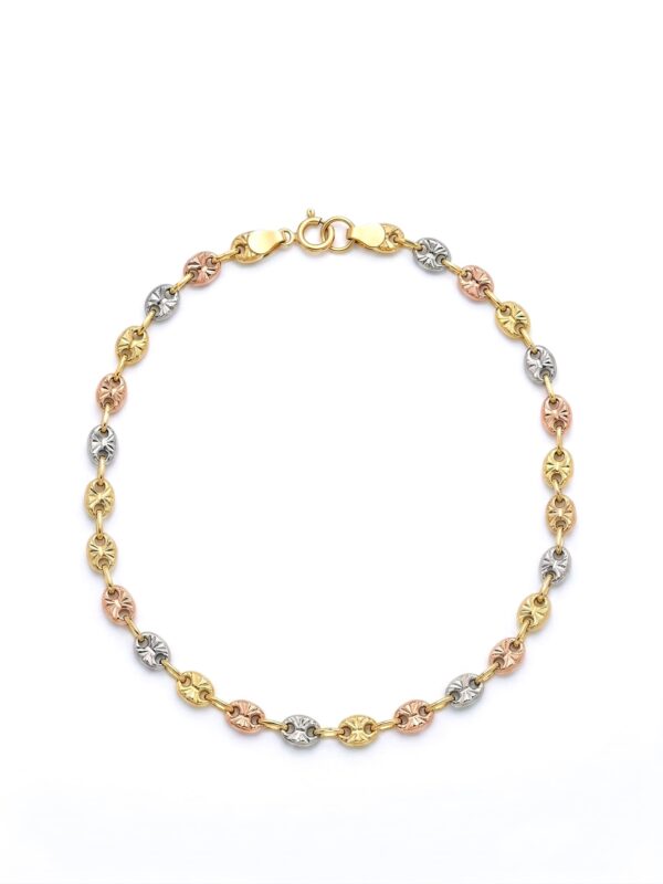 PL058 PULSERA ESLABONES GC TRICOLOR EN ORO 18 KILATES