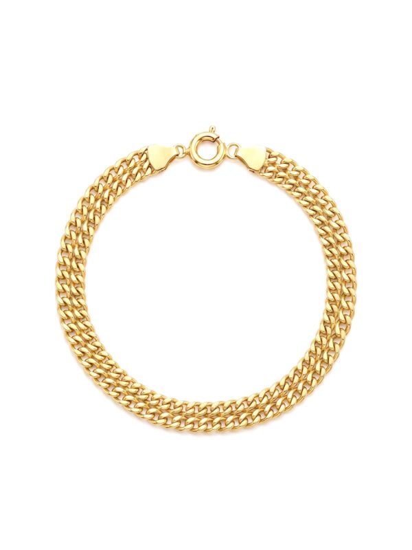 PL002 PULSERA CUBANA DOBLE CARRIL EN ORO ITALIANO
