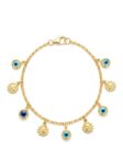 PL022  PULSERA CON DIJES DE OJO TURCO EN ORO ITALIANO