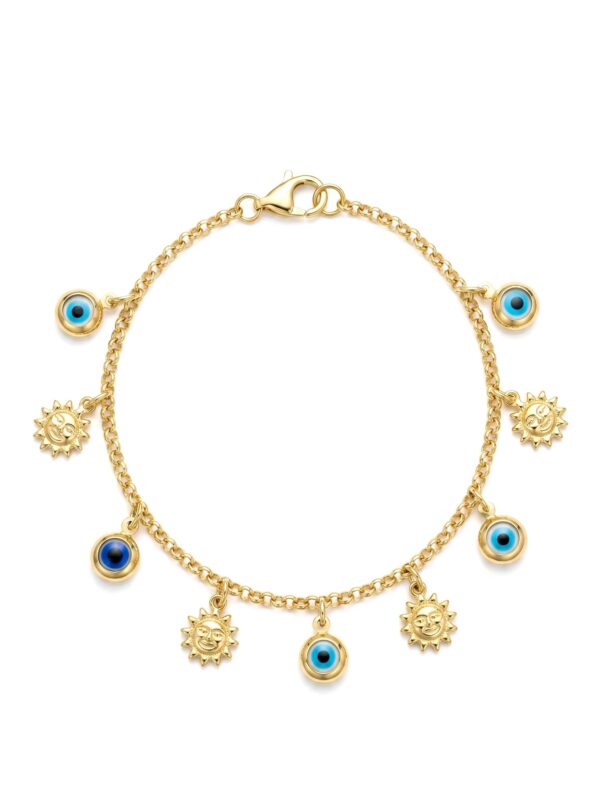 PL022  PULSERA CON DIJES DE OJO TURCO EN ORO ITALIANO