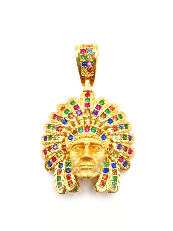 DJ014 DIJE CACIQUE INDIO EN ORO 18 KILATES