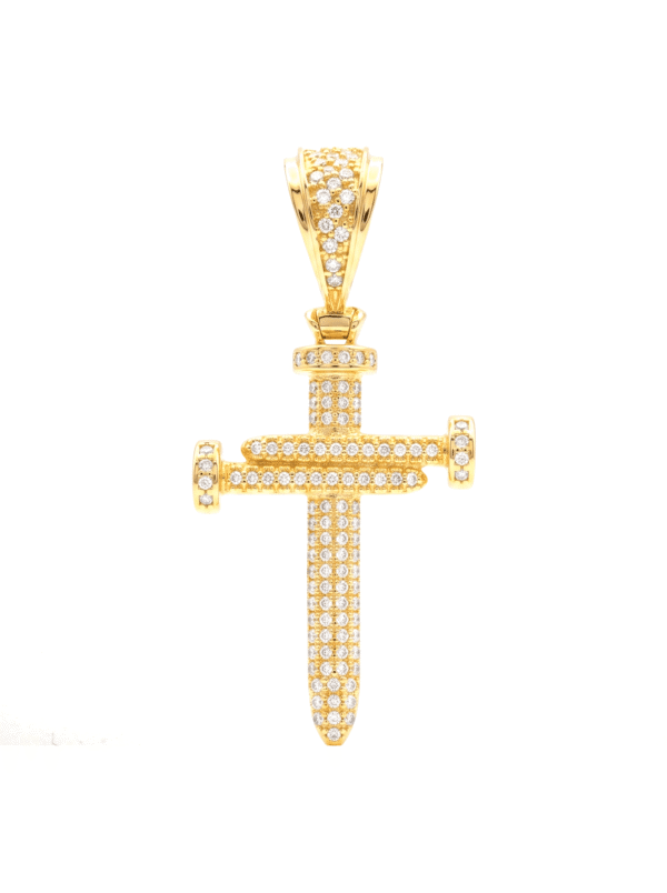 DJ020 DIJE CRUZ CART CLAVOS EN ORO 18 KILATES