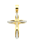 DJ024 DIJE DE CRUZ BICOLOR EN ORO 18 KILATES
