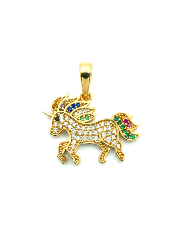 DJ048 DIJE UNICORNIO EN ORO 18 KILATES