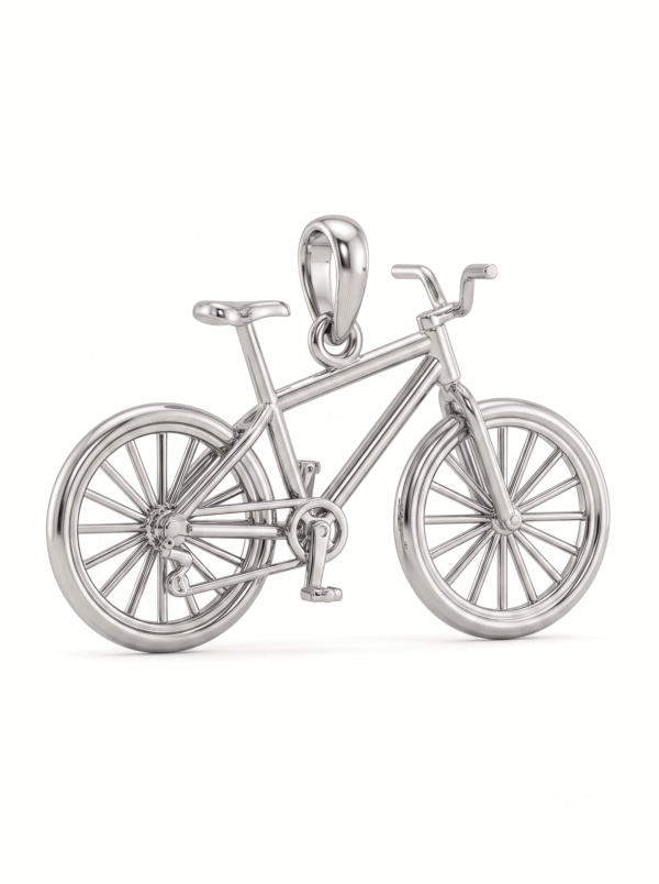 DJ051 DIJE DE BICICLETA EN ORO BLANCO DE 18 KILATES