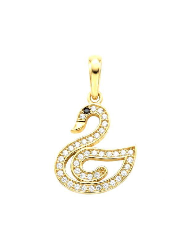 DJ074 DIJE CISNE EN ORO 18 KILATES