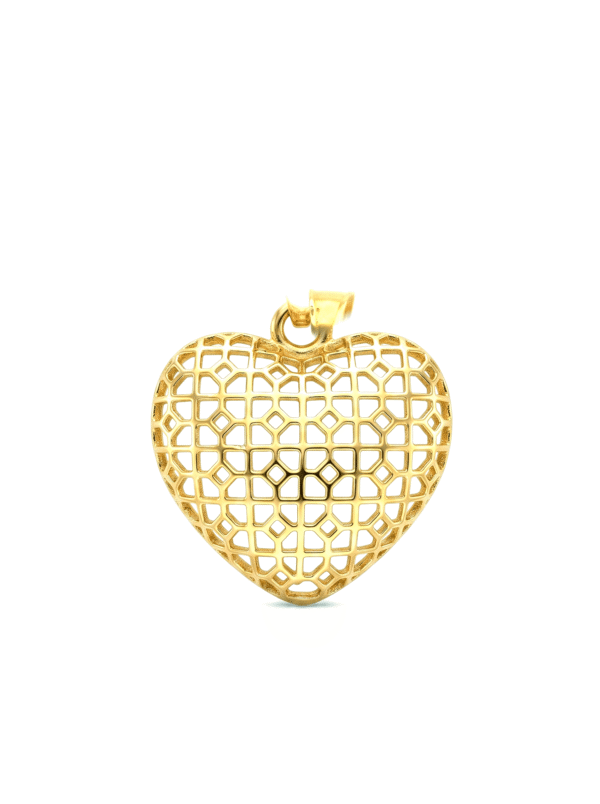 DJ078 DIJE CORAZÓN CESTA EN ORO 18 KILATES