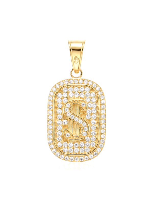 DJ082 DIJE PLACA DÓLAR EN ORO18 KILATES