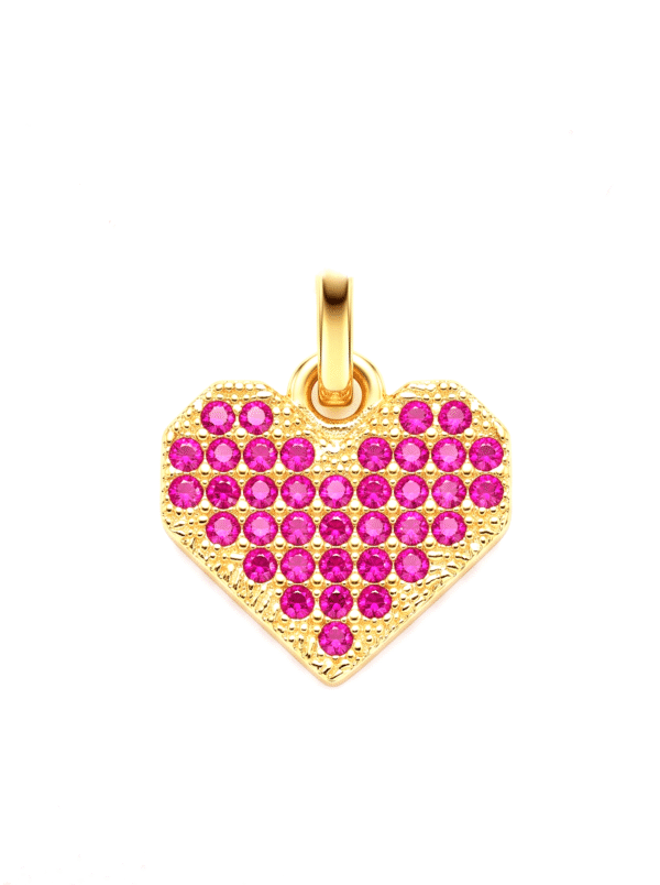 DJ089 DIJE CORAZÓN PIXELES EN ORO 18 KILATES