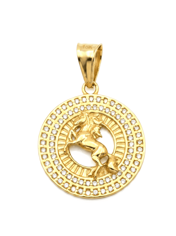 DJ103 DIJE MEDALLA EQUINO EN ORO 18 KILATES