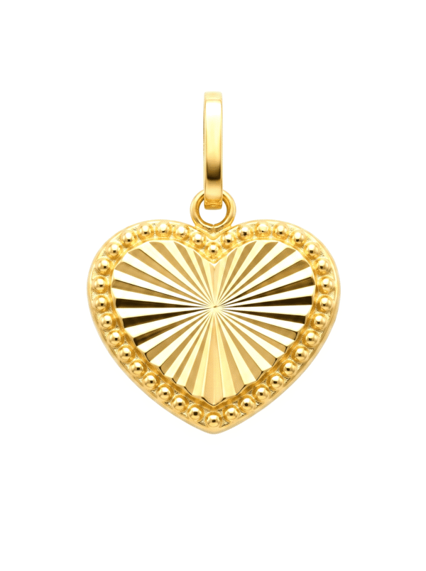 DJ105 DIJE CORAZÓN DIAMANTADO EN ORO 18 KILATES