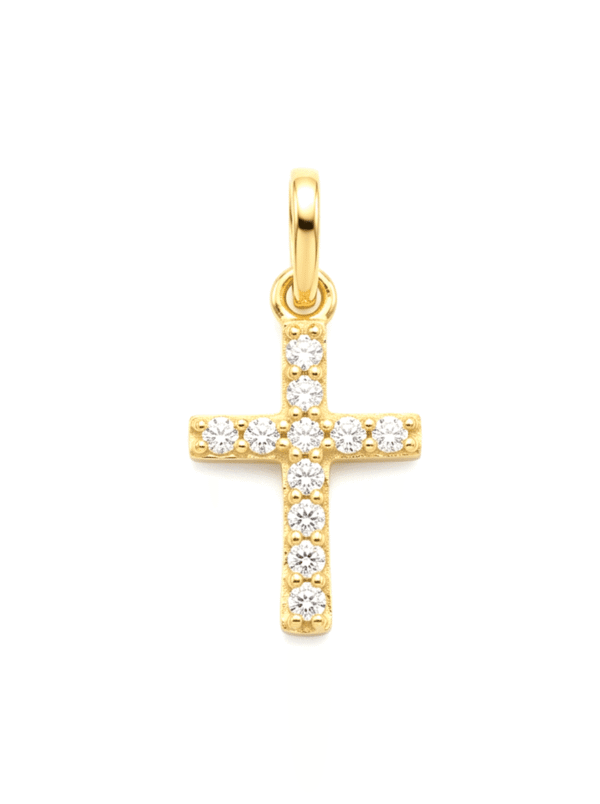 DJ107 DIJE CRUZ LINEAL EN ORO 18 KILATES