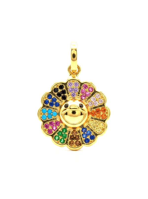 DJ124 DIJE FLOR MULTICOLOR EN ORO 18 KILATES