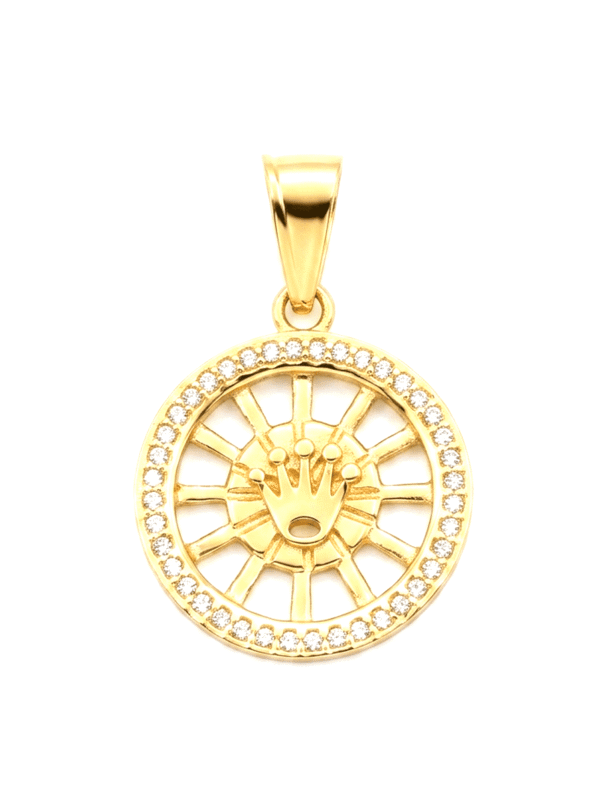 DJ140 DIJE MEDALLA CORONA EN ORO 18 KILATES