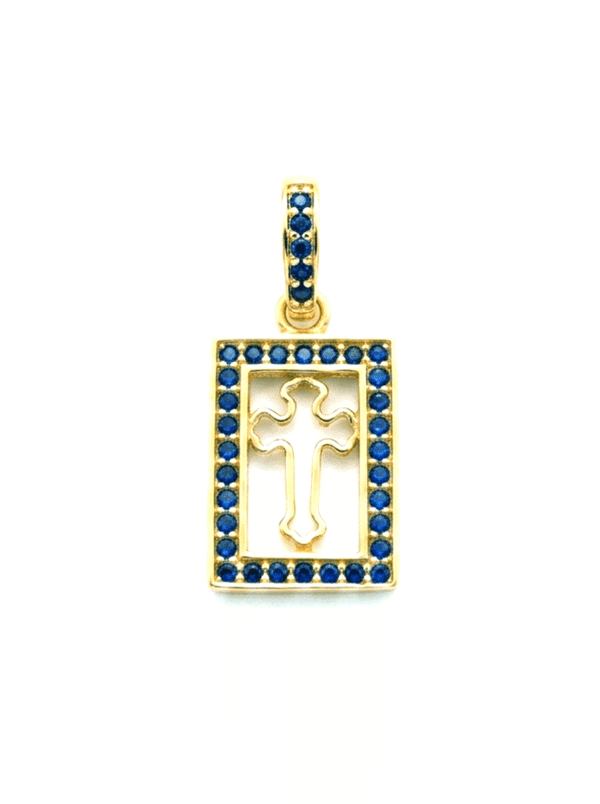 DJ145 DIJE RECTANGULAR CRUZ EN ORO 18 KILATES