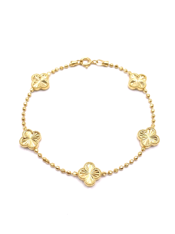 PL067 PULSERA TRÉBOL VC EN ORO 18 KILATES