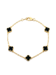 PL083 PULSERA TRÉBOL NEGRO EN ORO ITALIANO