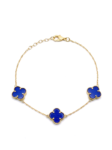 PL100 PULSERA TRÉBOL VC AZUL EN ORO ITALIANO