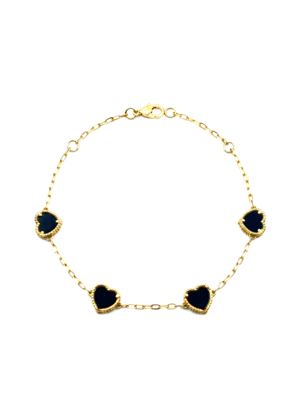 PL087 PULSERA CORAZÓN NEGRO EN ORO 18 KILATES