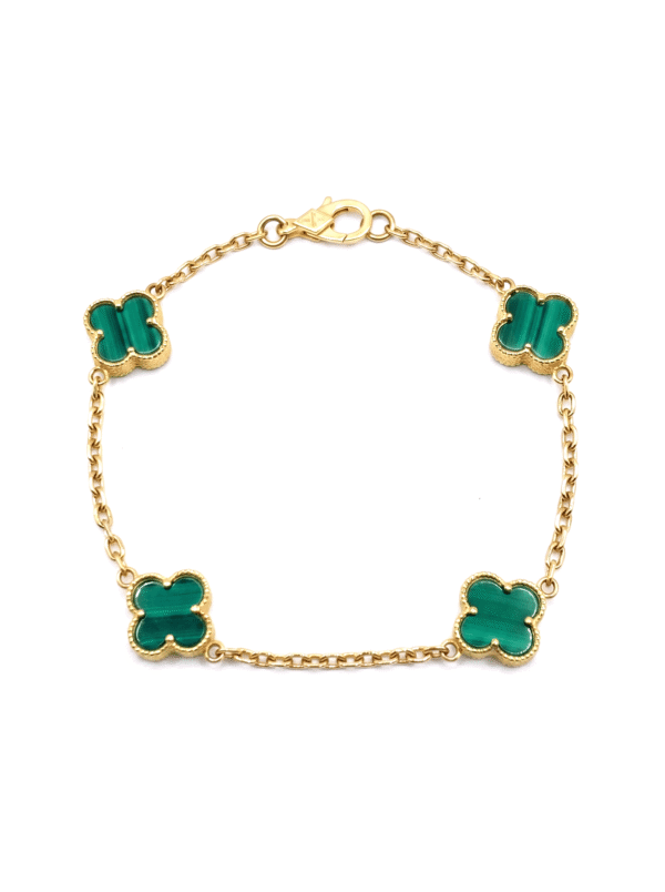 PL0101 PULSERA DE TRÉBOL VERDE EN ORO ITALIANO