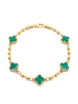PL102 PULSERA MILITAR CON APLIQUES DE TRÉBOL EN ORO 18 KILATES