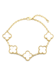 PL105 PULSERA TRÉBOL NACARADO EN ORO 18 KILATES