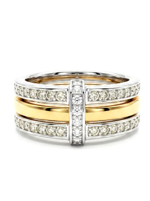 H258 ANILLO BICOLOR CON DIAMANTES