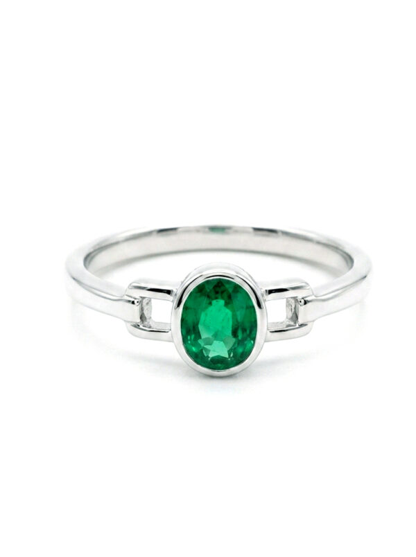 HH3 ANILLO CON ESMERALDA EN ORO BLANCO