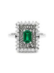 H196 ANILLO CON ESMERALDA Y DIAMANTES EN ORO BLANCO