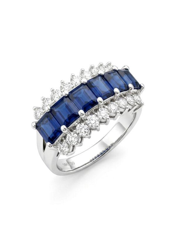 H264 ANILLO CON ZAFIRO Y DIAMANTE EN ORO BLANCO
