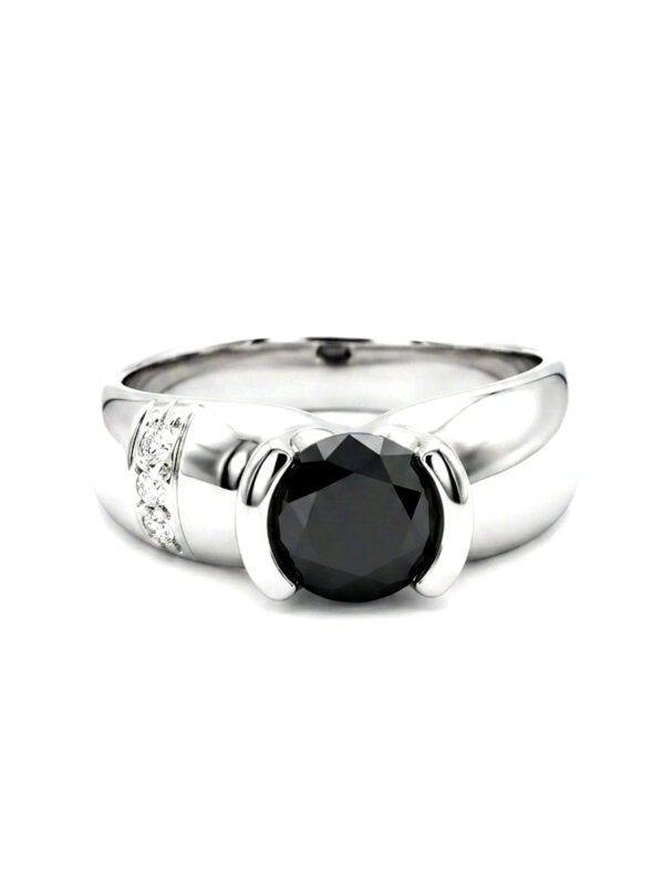 H222 ANILLO CON DIAMANTE NEGRO EN ORO BLANCO