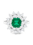H216 ANILLO CON ESMERALDA Y DIAMANTES EN ORO BLANCO