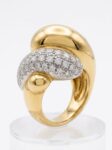 H101 ANILLO TRENZA CON DIAMANTES EN ORO