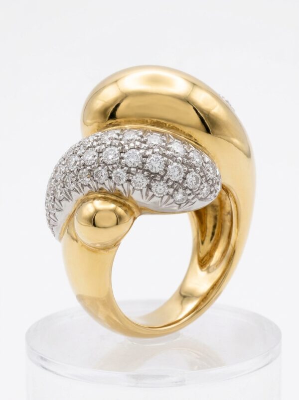 H101 ANILLO TRENZA CON DIAMANTES EN ORO
