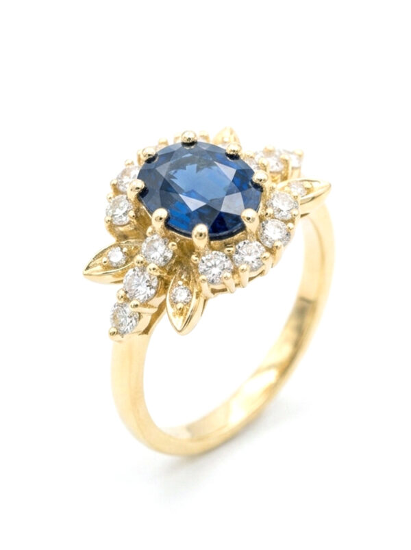 H171 ANILLO CON ZAFIRO Y DIAMANTES