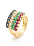 H243 ANILLO BANDERA CON PIEDRAS PRECIOSAS