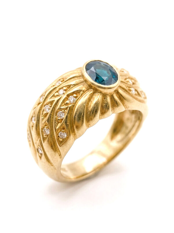 HH2 ANILLO CON ZAFIRO Y DIAMANTES