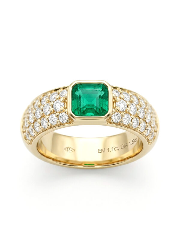 S354 ANILLO CON ESMERALDA Y DIAMANTES
