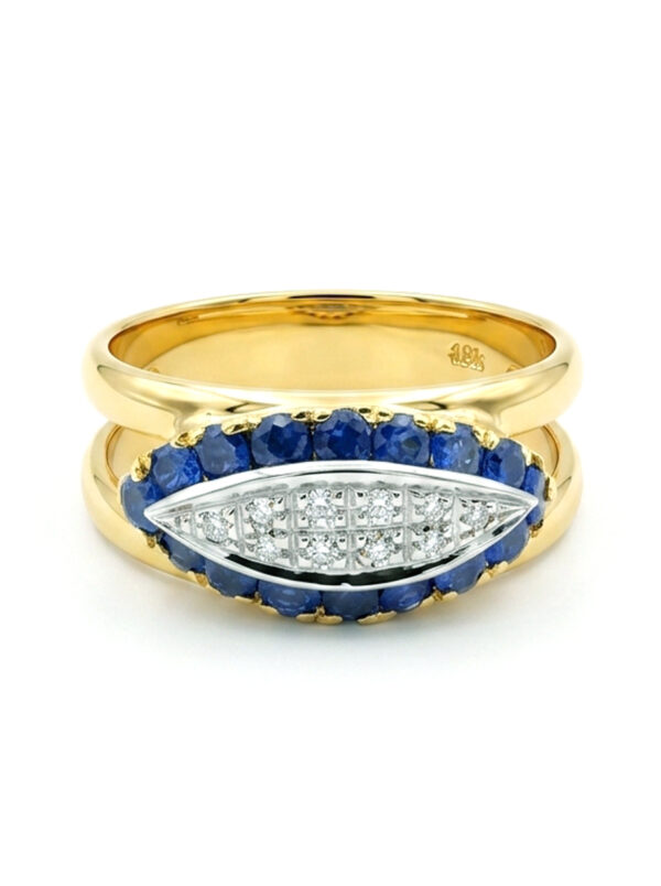 S58 ANILLO BICOLOR CON ZAFIROS Y DIAMANTES